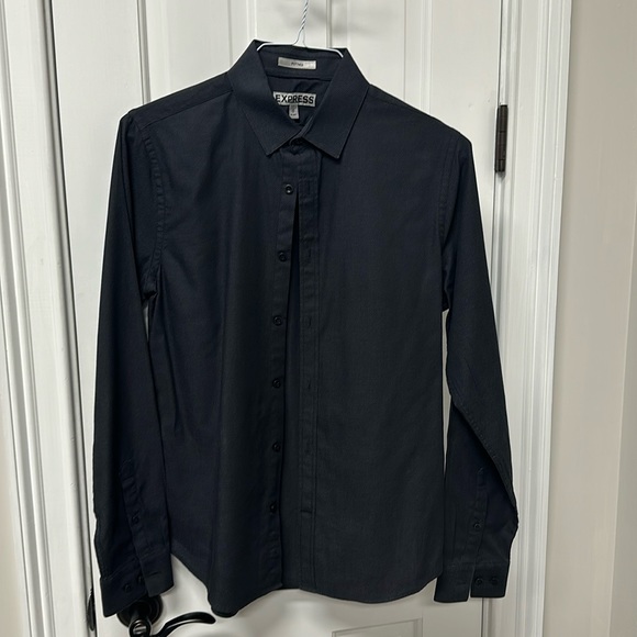 Express Black Button up Dress Shirt Fitted - Picture 1 of 4